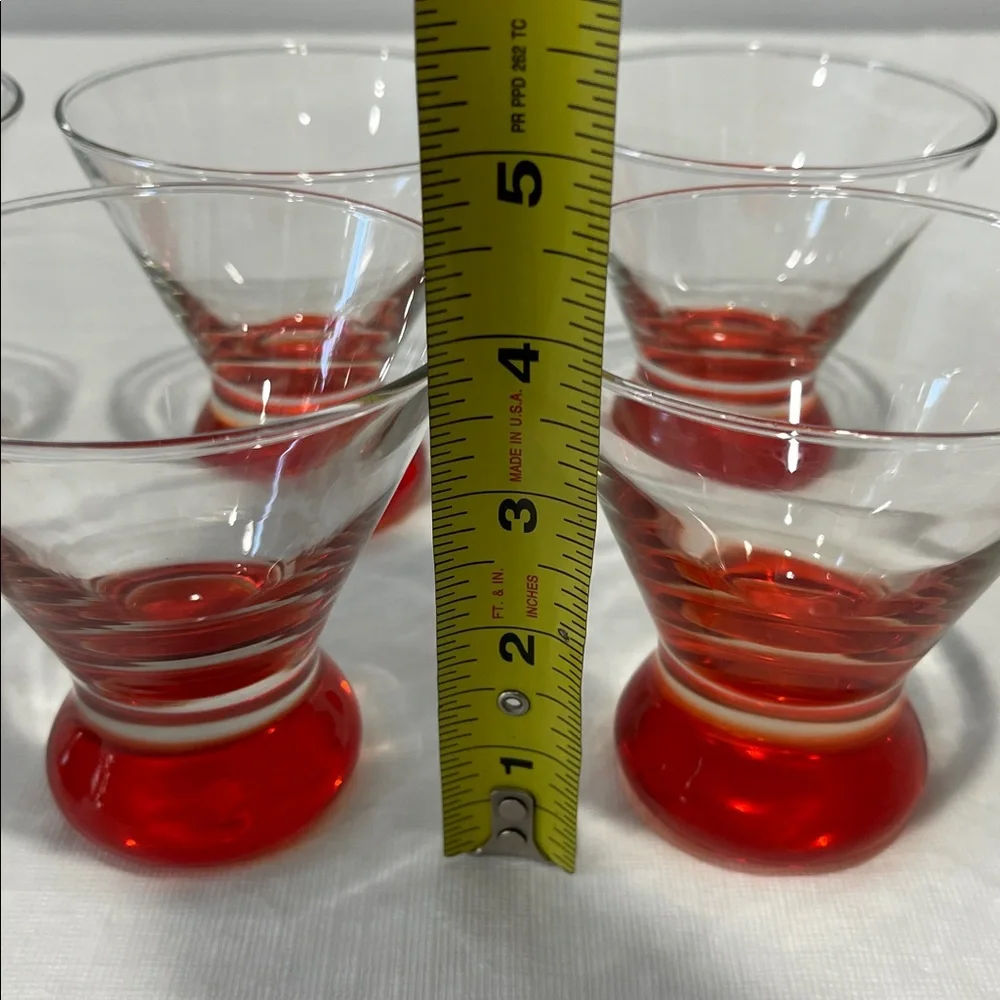 Crate & Barrel DIZZY Red Footed Cocktail Martini Cosmo Glasses Set 6 MCM style